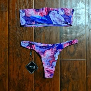 NWT Zaful Marble Swimsuit Bikini Small